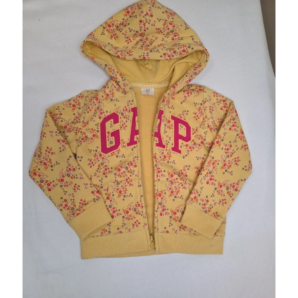 Baby Gap Size 5 Yellow Floral Zip Hoodie Bright Spring Jacket NWT